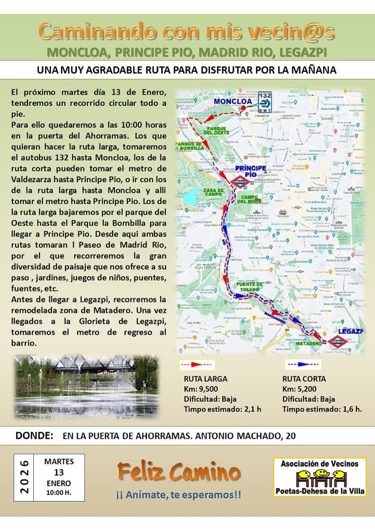 CAMINATA MONCLOA A LEGAZPI POR MADRID RÍO